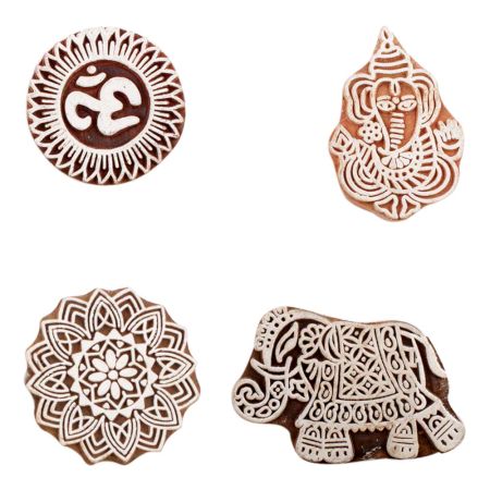 Set of 4 Piece New Mix Wooden Printing Block